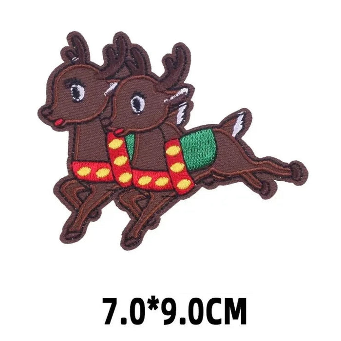 Christmas 'Twin Reindeer' Embroidered Patch