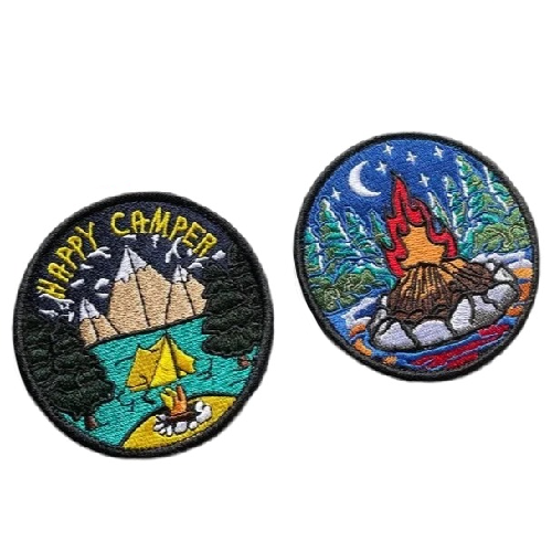 Travel 'Bonfire and Happy Camper | Set of 2' Embroidered Velcro Patch