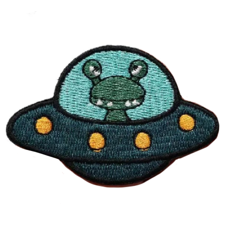 Cute Alien 'Riding UFO' Embroidered Patch