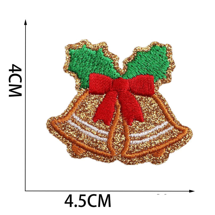 Christmas 'Bells with Red Ribbon' Embroidered Patch