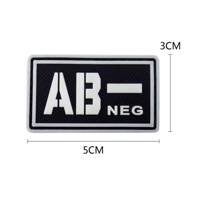 Blood Type 'AB Negative | Black and White' PVC Rubber Velcro Patch