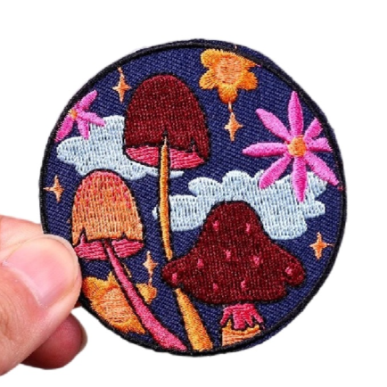 Cute Mushrooms 'Bright Sky' Embroidered Patch