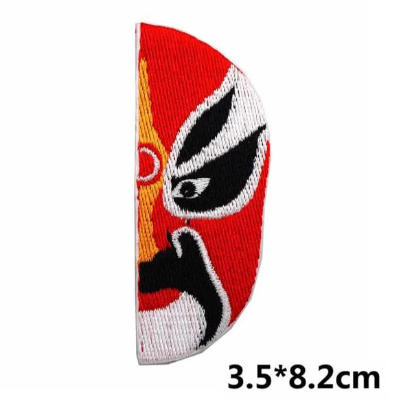 Chinese Opera Mask 'Left Half Mask' Embroidered Patch