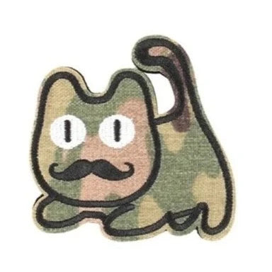 Cute Cat 'Mustache' Embroidered Velcro Patch