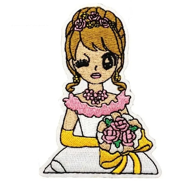 Cute 'Bride Portrait' Embroidered Velcro Patch