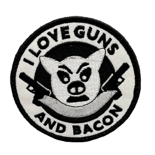 Military Tactical 'I Love Guns and Bacon | Pig' Embroidered Velcro Patch