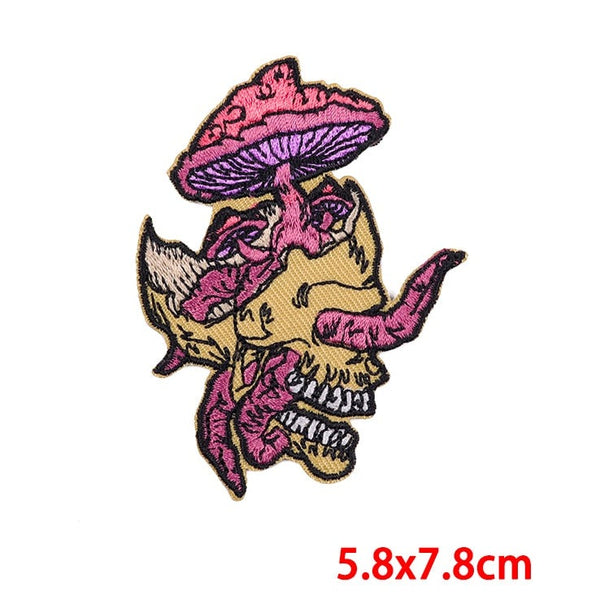 Mushroom Skull Embroidered Patch