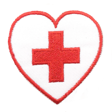 Heart Shaped 'First Aid Logo' Embroidered Patch
