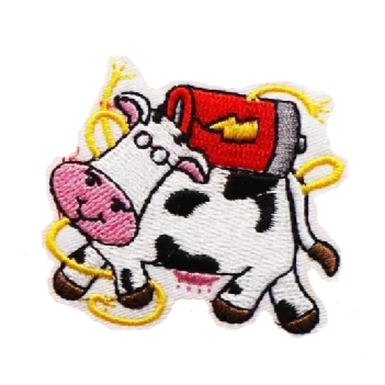 Cute Cow 'Recharging' Embroidered Patch