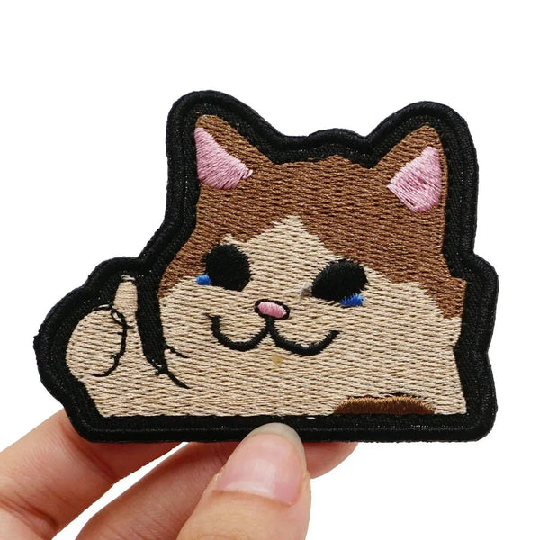 Cat 'Thumbs Up 1.0' Embroidered Velcro Patch