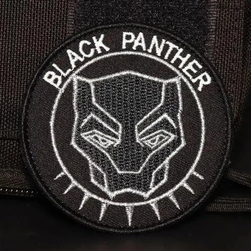 Black Panther 'Round' Embroidered Velcro Patch
