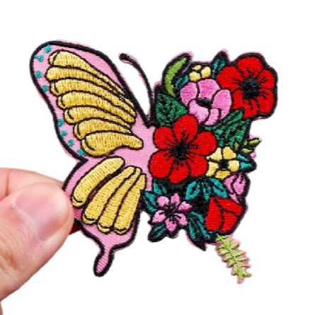 Butterfly 'Half Floral' Embroidered Patch