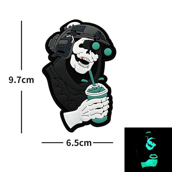 Tactical Grim Reaper 'Holding Drinks | Luminous' PVC Rubber Velcro Patch