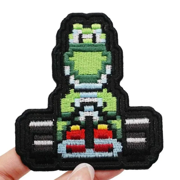 Mushroom Kingdom Bros. Pixel 'Yoshi | Riding Kart' Embroidered Velcro Patch