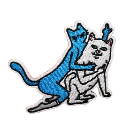 White and Blue Cat 'Posing' Embroidered Patch