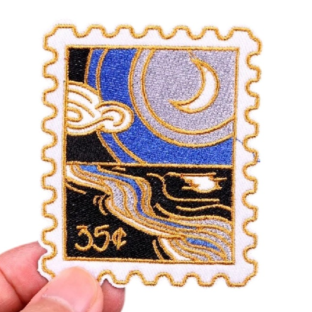 Postage Stamp 'Serene Shore' Embroidered Patch
