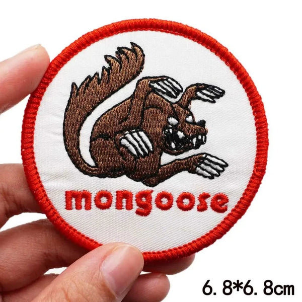 Mongoose 'Attacking | Round' Embroidered Patch