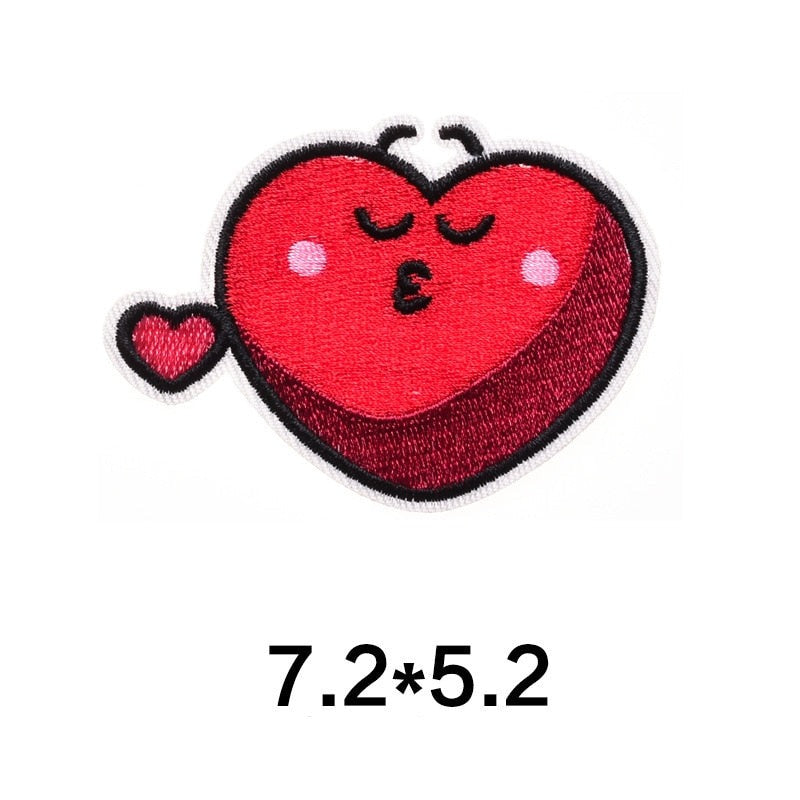 Cute Heart 'Flying Kiss' Embroidered Patch