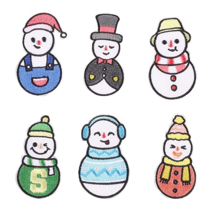 Christmas 'Snowman | Set of 6' Embroidered Patch