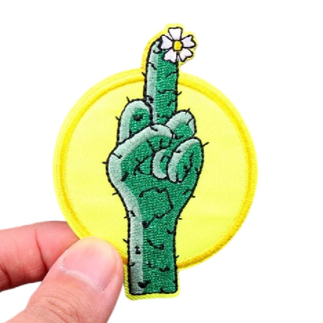 Cactus Hand 'F U' Embroidered Patch