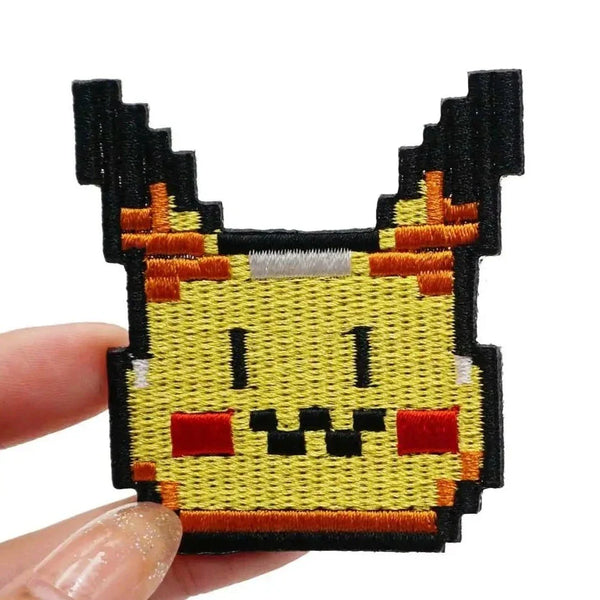 Pocket Monster 'Pikachu | Pixel Head' Embroidered Velcro Patch