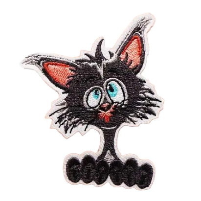 Cute Cat 'Wacky Face' Embroidered Patch