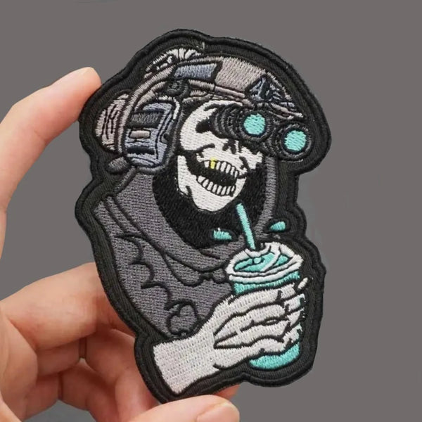 Tactical Skull 'Watching' Embroidered Velcro Patch