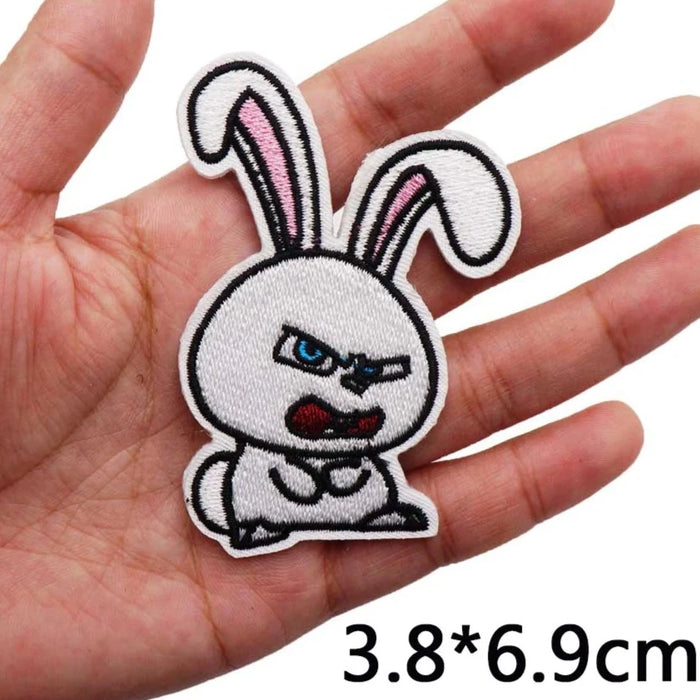 Cute Bunny 'Angry' Embroidered Patch