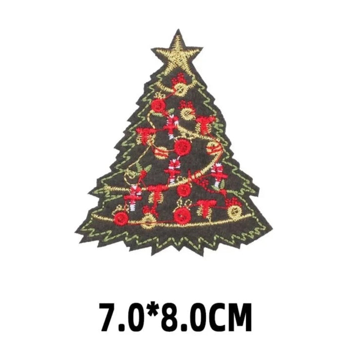 Christmas 'Festive Tree | Gray' Embroidered Patch