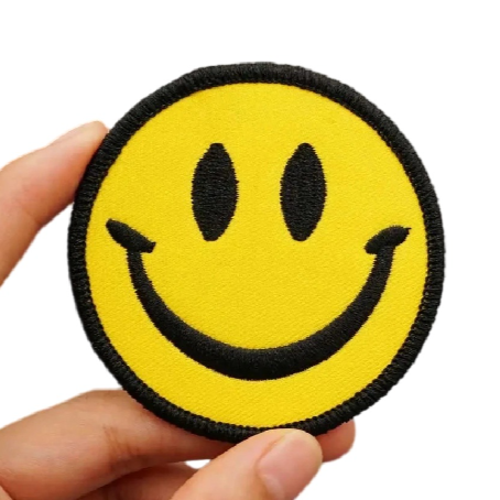 Funny Emoji 'Smiley' Embroidered Velcro Patch