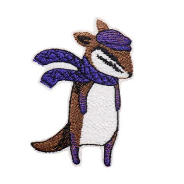 Cute Badger 'Wearing Hat and Scarf' Embroidered Patch