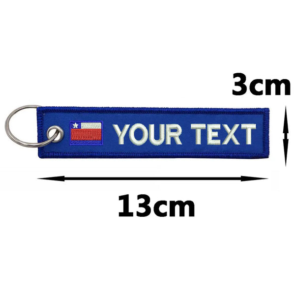 Personalized Keychain 'Chile Flag' Embroidered Velcro Patch