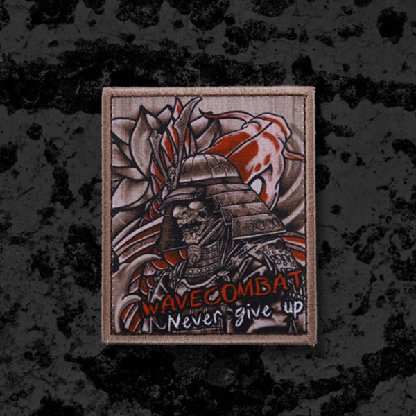 Samurai Warrior 'Wave Combat Never Give Up' Embroidered Velcro Patch