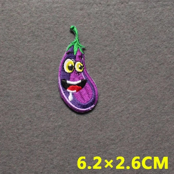 Cute Eggplant 'Drooling' Embroidered Patch