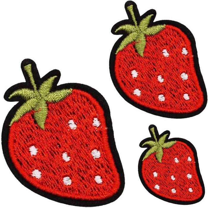 Strawberry 'Set of 3' Embroidered Patch
