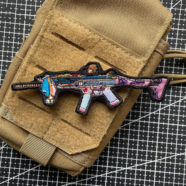 Military Tactical 'Colorful Rifle Gun' Embroidered Velcro Patch