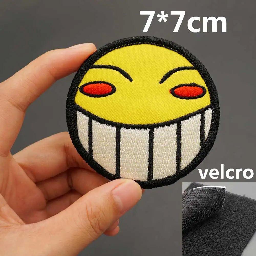 Funny Emoji 'Big Grin Smiley' Embroidered Velcro Patch