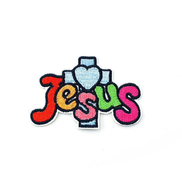 Cute 'Jesus Font and Cross' Embroidered Patch