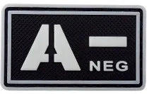 Blood Type 'A Negative | Black and White' PVC Rubber Velcro Patch