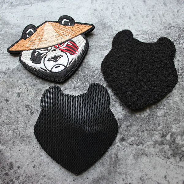 Panda Head 'Set of 2' Embroidered Velcro Patch