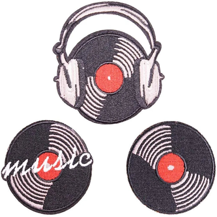 Music Disc and Headphone 'Set of 3' Embroidered Patch