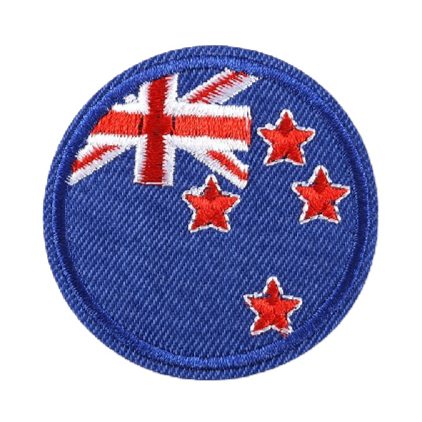 Small Round Flag 'New Zealand' Embroidered Patch