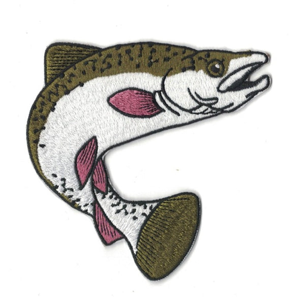 Fish 4" 'Atlantic Salmon' Embroidered Patch Set