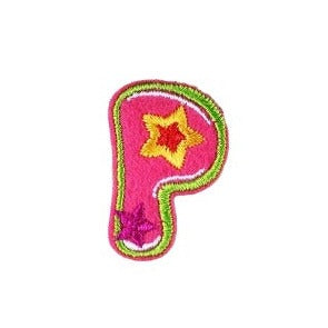 Cute Letter P 'Purple Star' Embroidered Patch