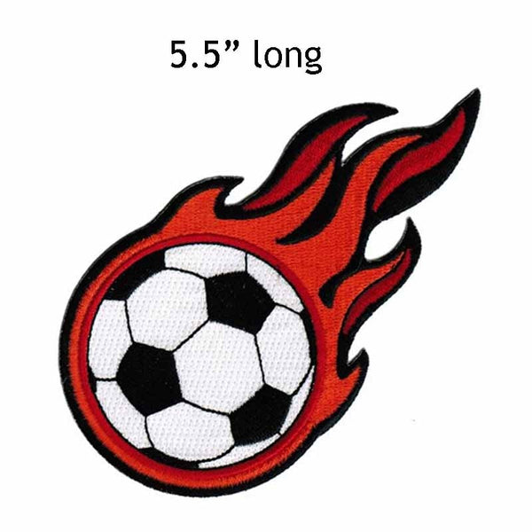 Soccer Ball 'Flaming' Embroidered Patch