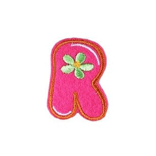 Cute Letter R 'Rock Soapwort Flower' Embroidered Patch