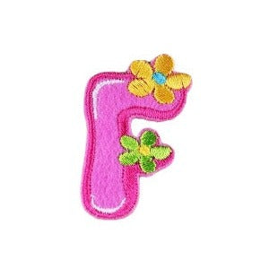 Cute Letter F 'Flowers' Embroidered Patch