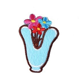 Cute Letter V 'Vase' Embroidered Patch
