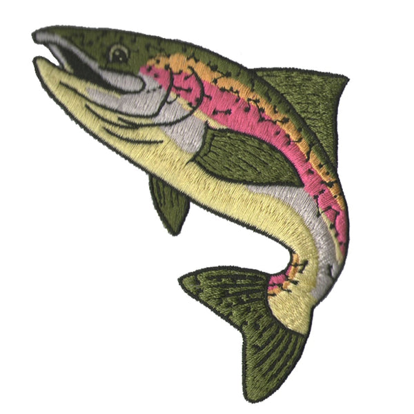 Fish 4" 'Rainbow Trout' Embroidered Patch Set