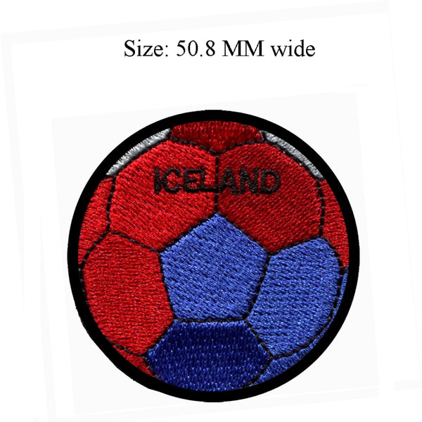 Soccer Ball 'Iceland Flag' Embroidered Patch